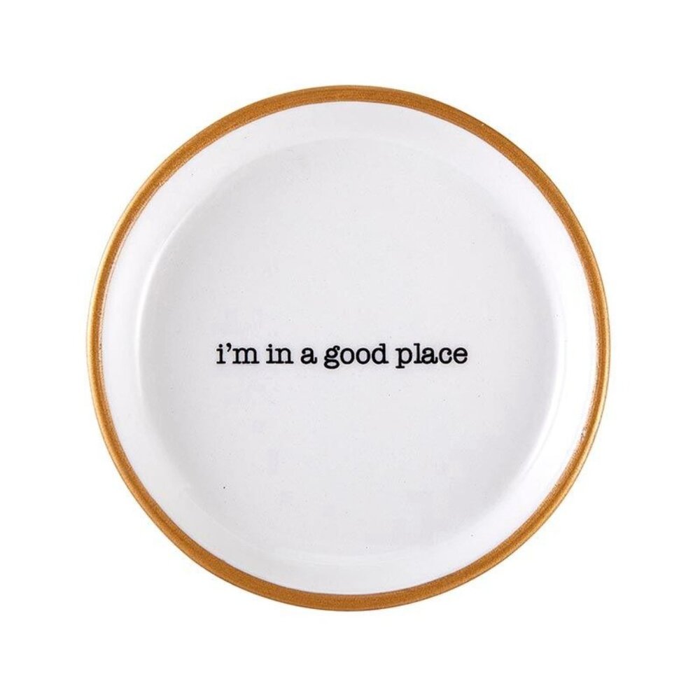 47th & Main White & Gold Ceramic Ring Dish, Small